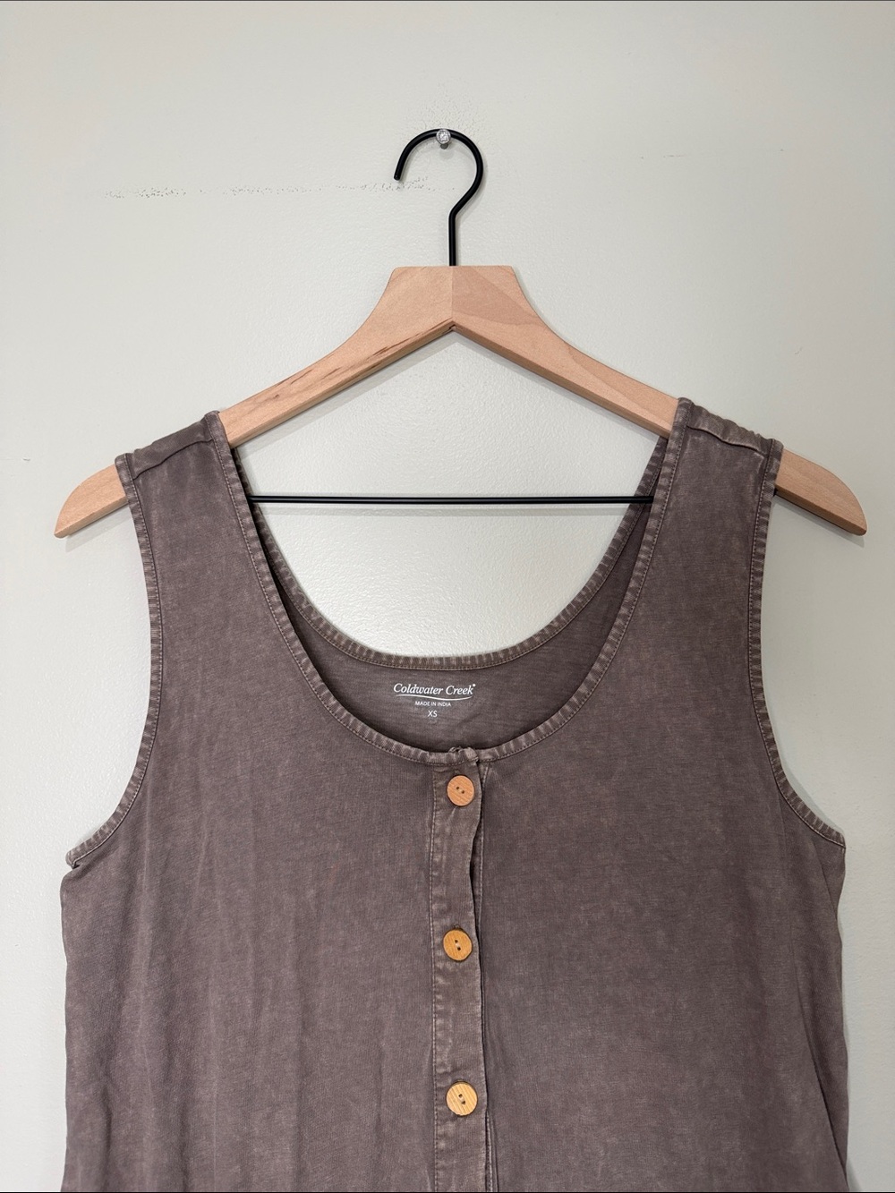 Coldwater Creek Sleeveless Button-Front Jumpsuit in Dusty Brown XS - Picture 2 of 7